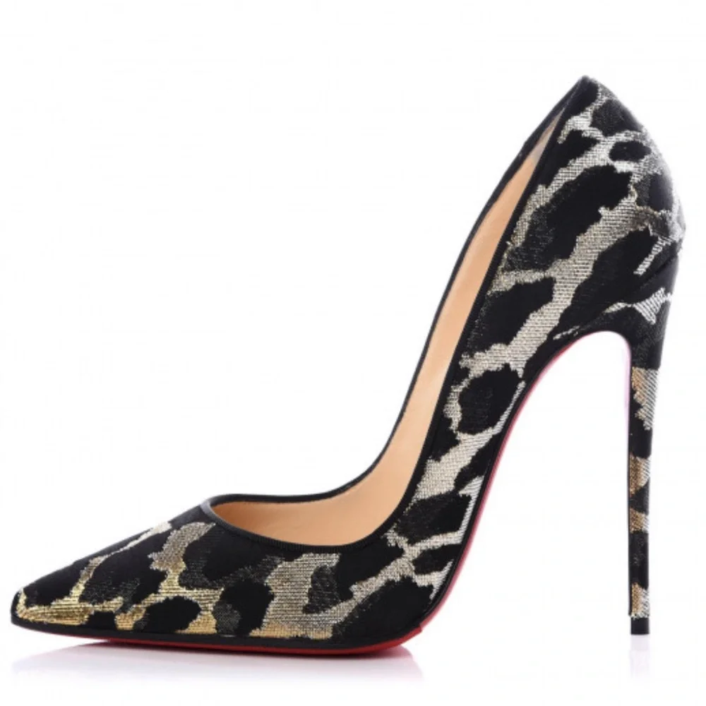 Louboutin Lurex Feline So Kate 120 Pumps in Black Gold - Picture 1 of 5